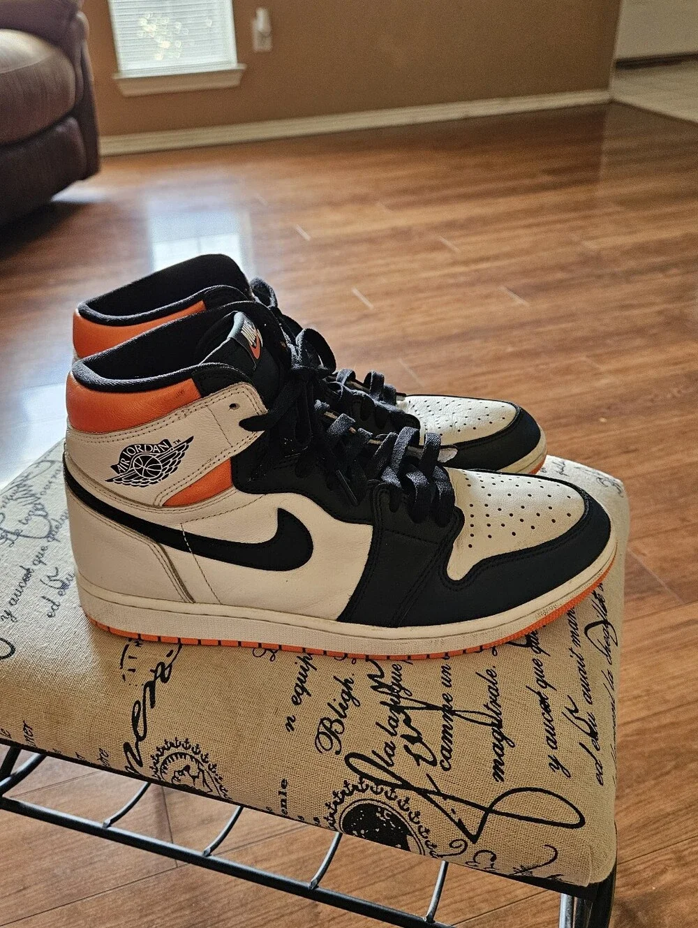Nike Air Jordan 1 Mid White Black Orange Men's Sneakers